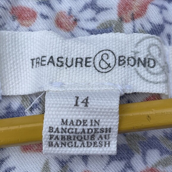 Treasure & Bond Skater Mini Dress Girl’s 14 White Red Floral Spaghetti Strap - Picture 7 of 11